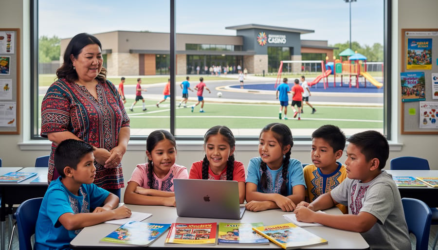 Indigenous youth participating in educational programs funded by community revenue initiatives