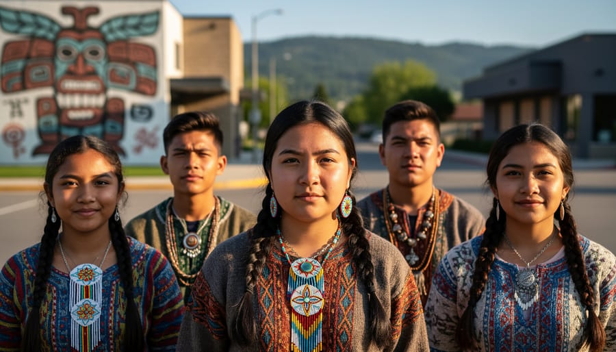 Indigenous youth gazing toward horizon over natural Canadian landscape
